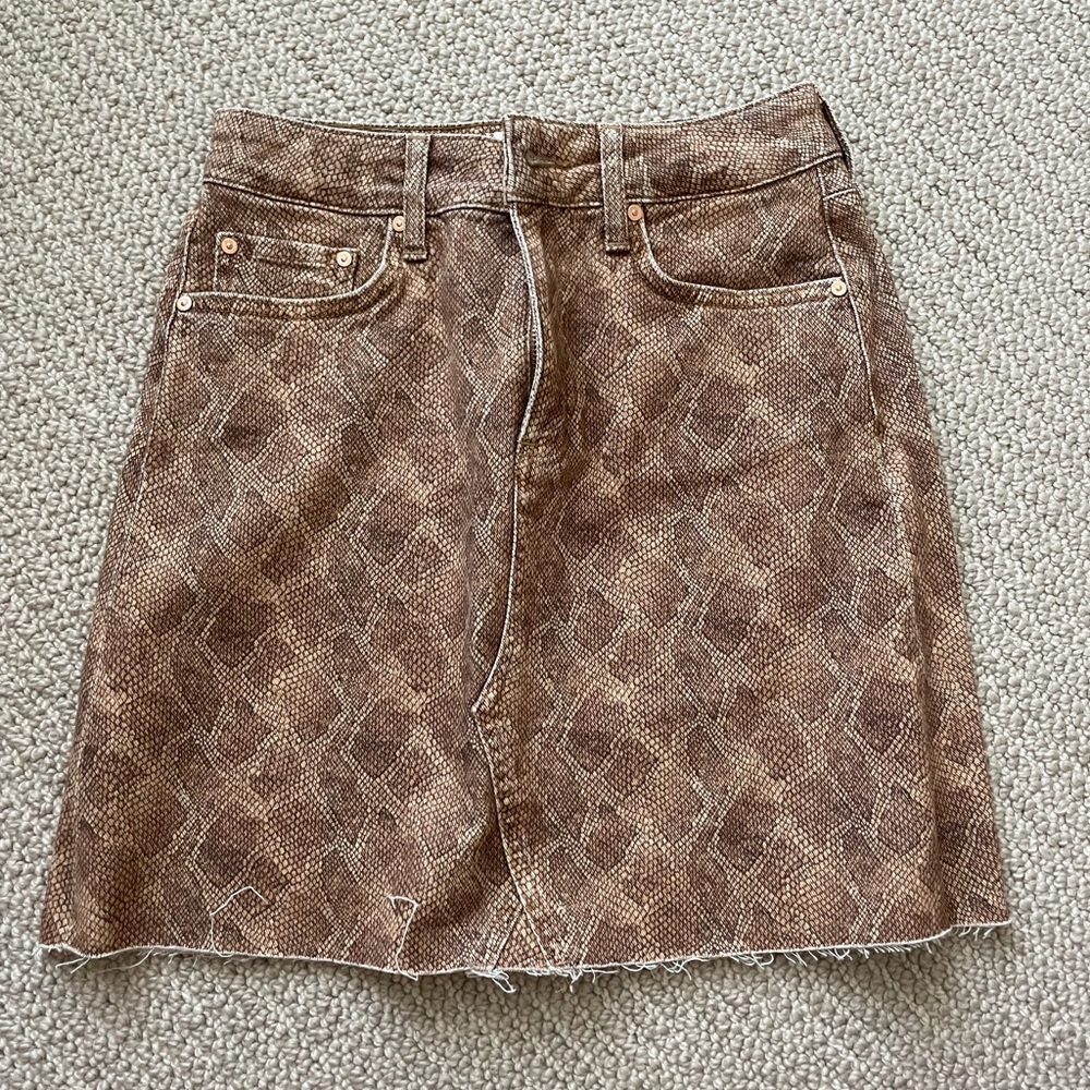 Frame denim animal print skirt